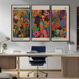 40791-MGV-CV-36X24-Kusama Inspired Wall Art – Vibrant Abstract Floral Jungle Canvas Print, Bold Pop Art Botanical Decor for Living Room, Bedroom, or