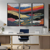 32131-MGV-CV-36X24-Japanese Mount Fuji Wall Art – Abstract Landscape Canvas Print with Swirling Sky & River, Modern Minimalist Asian Inspired Poster