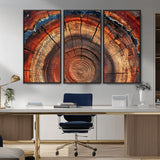 28555-MGV-CV-36X24-Tree Ring Wall Art – Rustic Wood Grain Canvas Print, Natural Texture Abstract Artwork Poster for Living Room, Bedroom, Office,