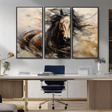 53001-MGV-CV-36X24-Wild Horse Wall Art – Majestic Stallion Canvas Print with Flowing Mane, Rustic Western Style Painting for Living Room, Office or