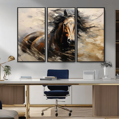 53001-MGV-CV-36X24-Wild Horse Wall Art – Majestic Stallion Canvas Print with Flowing Mane, Rustic Western Style Painting for Living Room, Office or