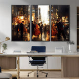 58782-MGV-CV-36X24-Jazz Musicians Cityscape Wall Art – Vibrant Urban Night Canvas Print, Elegant Music Themed Decor for Living Room, Office, or Music