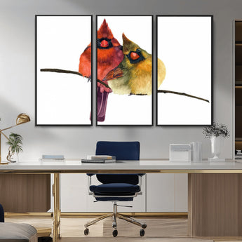 67752-MGV-CV-36X24-Cardinal Couple Wall Art – Male and Female Cardinal Canvas Print, Romantic Bird Artwork for Nature Lovers, Living Room, Bedroom,