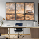 FARM2-MGV-CV-36X24-Rustic Farmhouse Wall Art Canvas Print, Framed Old Barn Art Picture Print, Southwestern Farmhouse Perfect Rustic Decor Artwork