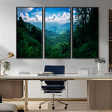 74439378-MGV-CV-36X24-Tropical Jungle Wall Art Canvas Print, Framed Lush Valley Art Picture Print, Forest Mountains Perfect Tropical Wilderness Decor