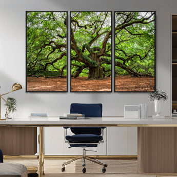 51255351-MGV-CV-36X24-Ancient Tree Wall Art – Majestic Oak Canvas Print, Large Nature Photography, Sacred Forest Landscape Wall Décor, Wisdom Tree