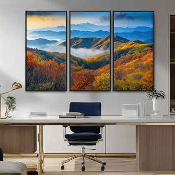 86772247-MGV-CV-36X24-Autumn Mountains Wall Art Canvas Print, Framed Fall Foliage Art Picture Print, Vibrant Hills Perfect Vibrant Nature Decor Artwork