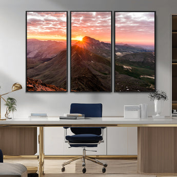 50957419-MGV-CV-36X24-Mountain Sunrise Wall Art Canvas Print, Framed Alpine Ridge Art Picture Print, Mountain Range Perfect Vibrant Rustic Decor Artwork