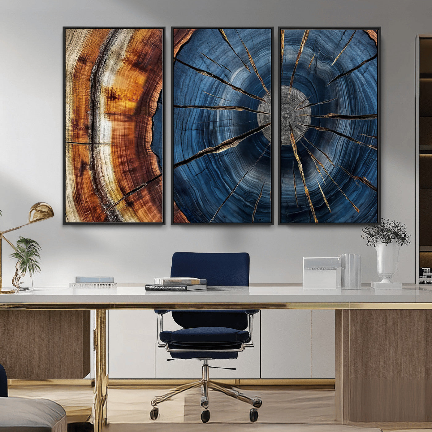 45268471-MGV-CV-36X24-Rustic Tree Ring Wall Art – Natural Wood Texture Canvas Print, Abstract Tree Stump Farmhouse Decor for Log Cabin, Wooden House or