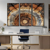15184146-MGV-FC-48X32-3P_Black-Tree Rings Wall Art Canvas Print, Framed Wood Texture Art Picture Print, Rustic Pattern Perfect Rustic Organic Decor Artwork