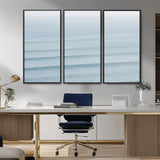 47814787-MGV-CV-36X24-Ocean Waves Wall Art Canvas Print, Framed Solo Surfer Art Picture Print, Wave Lines Perfect Minimalist Ocean Decor Artwork