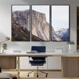 74506434-MGV-FC-48X32-3P_Black-El Capitan Wall Art Canvas Print, Framed Yosemite Cliff Art Picture Print, Sierra Nevada Perfect Sierra Minimalism Decor Artwork