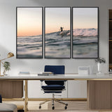 58502923-MGV-CV-36X24-Wave Rider Wall Art Canvas Print, Framed Ocean Wave Art Picture Print, Riding Surf Perfect Sunset Surf Decor Artwork