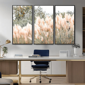 21826392-MGV-CV-36X24-Pampas Grass Wall Art Canvas Print, Framed Soft Pampas Art Picture Print, Pastel Grasses Perfect Soft Neutral Boho Decor Artwork