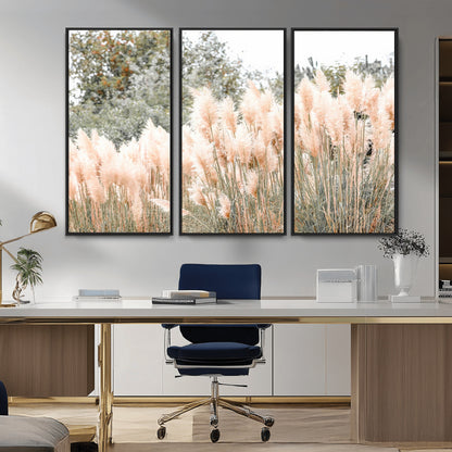 21826392-MGV-CV-36X24-Pampas Grass Wall Art Canvas Print, Framed Soft Pampas Art Picture Print, Pastel Grasses Perfect Soft Neutral Boho Decor Artwork