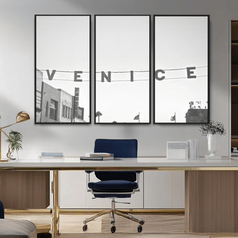 68254589-MGV-CV-36X24-Venice Sign Wall Art Canvas Print, Framed Venice Letters Art Picture Print, Los Angeles Perfect Minimalist Urban Decor Artwork