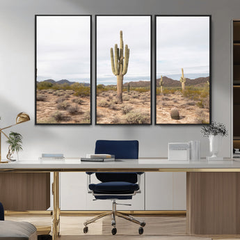 96147924-MGV-CV-36X24-Saguaro Cactus Wall Art Canvas Print, Framed Desert Cactus Art Picture Print, Earthy Desert Perfect Southwestern Boho Decor