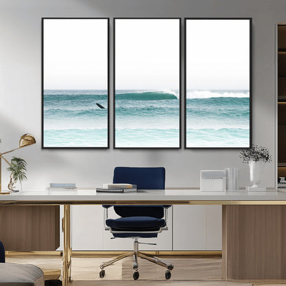 56345117-MGV-CV-36X24-Minimalist Surfing Wall Art Canvas Print, Framed Ocean Waves Art Picture Print, Soft Ocean Perfect Minimalist Coastal Decor