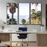 51404565-MGV-CV-36X24-Palm Trees Wall Art Canvas Print, Framed Ocean Breeze Art Picture Print, Coastal View Perfect Tropical Coastal Decor Artwork