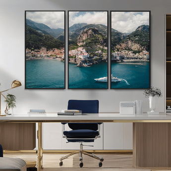 20321590-MGV-CV-36X24-Amalfi Coast Wall Art Canvas Print, Framed Italy Travel Art Picture Print, Mediterranean Landscape Perfect Mediterranean Coastal