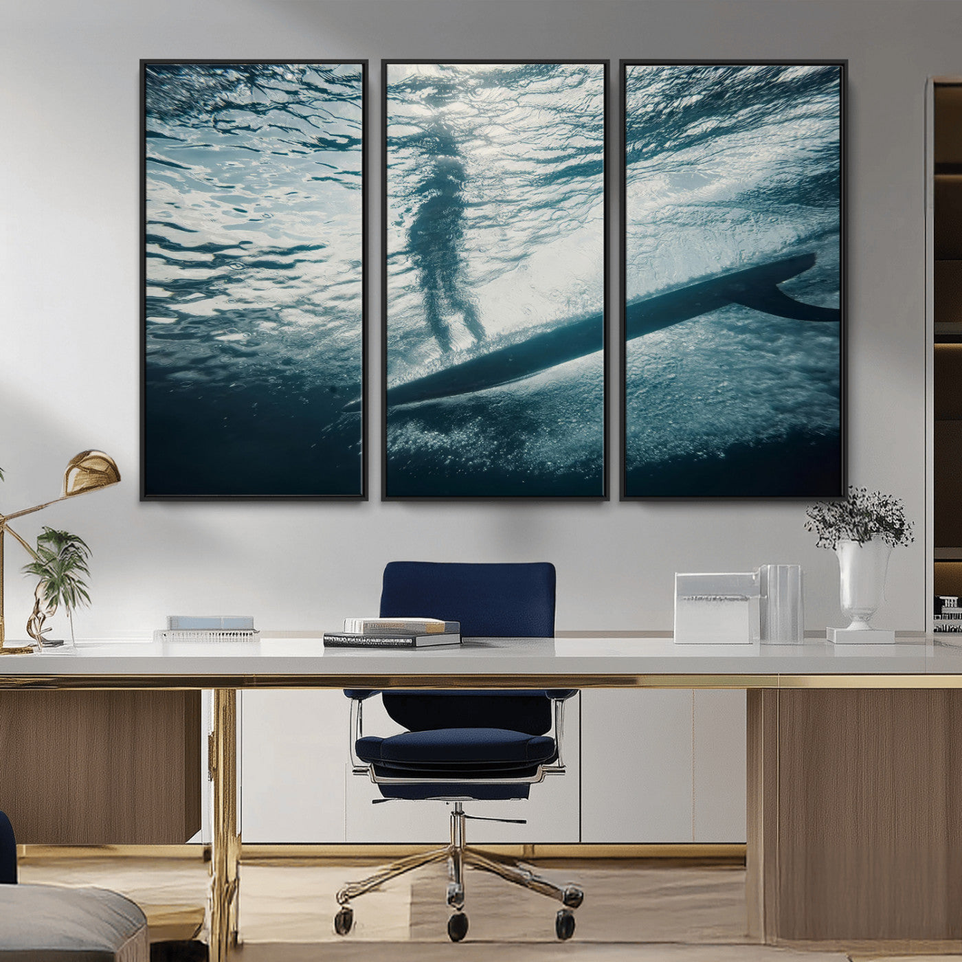 71192524-MGV-CV-36X24-Submerged Surf Wall Art Canvas Print, Framed Underwater Perspective Art Picture Print, Ocean Surf Perfect Coastal Adventure Decor