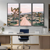 12540952-MGV-CV-36X24-Joshua Tree Park Wall Art Canvas Print, Framed Desert Road Art Picture Print, Sunset Drive Perfect Southwestern Boho Decor Artwork