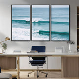 73692470-MGV-CV-36X24-Ocean Swell Wall Art Canvas Print, Framed Surf Waves Art Picture Print, Blue Water Perfect Coastal Dynamic Decor Artwork