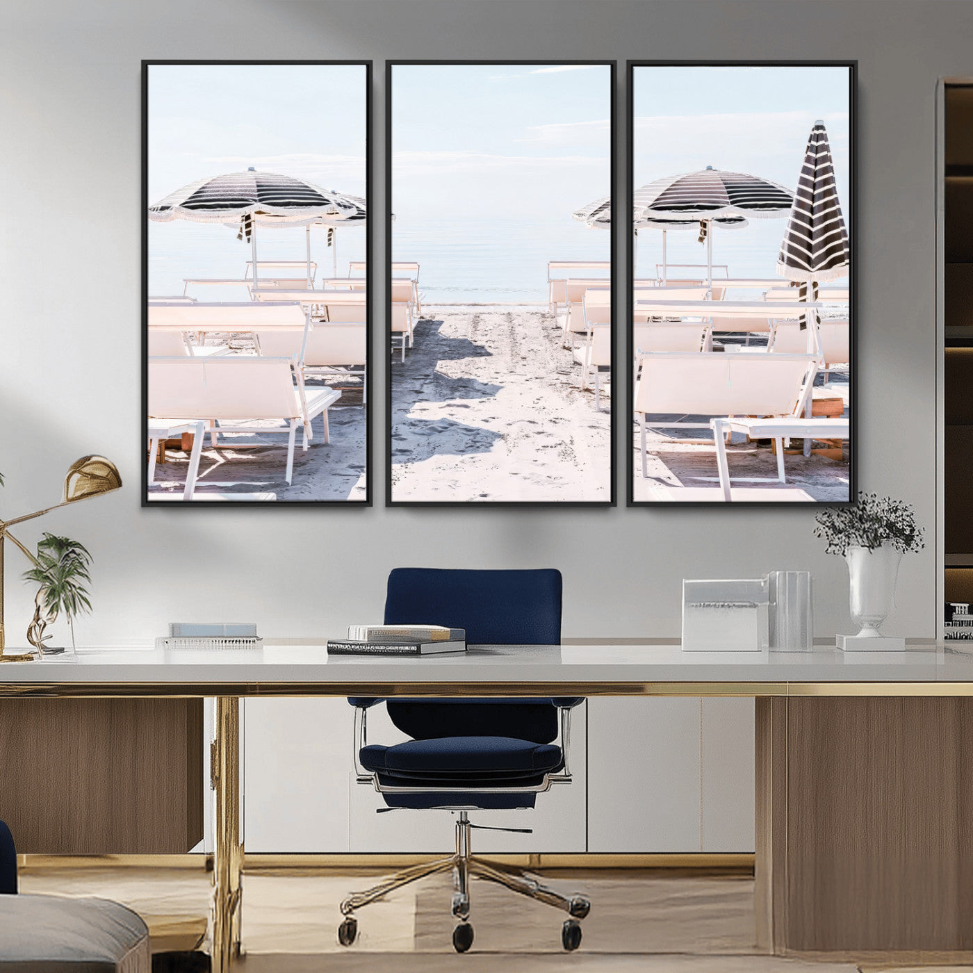 67623952-MGV-CV-36X24-Minimalist Beach Wall Art Canvas Print, Framed Pastel Sand Art Picture Print, Beach Aesthetic Perfect Coastal Minimalist Decor