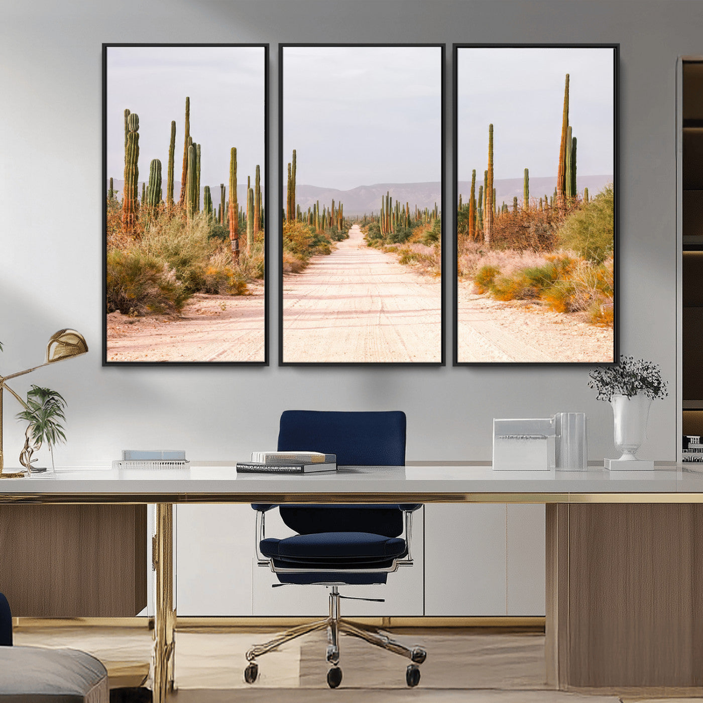 30742780-MGV-CV-36X24-Desert Cactus Wall Art Canvas Print, Framed Southwestern Art Picture Print, Bohemian Western Perfect Southwestern Boho Decor