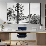 88164251-MGV-CV-36X24-Joshua Tree Wall Art Canvas Print, Framed Desert Path Art Picture Print, Monochrome Desert Perfect Minimalist Desert Decor Artwork