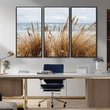 14270839-MGV-CV-36X24-Beach Grass Wall Art Canvas Print, Framed Coastal Dunes Art Picture Print, Dune Grass Perfect Coastal Minimalist Decor Artwork
