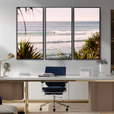 23287092-MGV-CV-36X24-Ocean Surfer Wall Art Canvas Print, Framed Coastal Surf Art Picture Print, Tropical Beach Perfect Tropical Coastal Decor Artwork