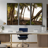 92093951-MGV-CV-36X24-Tropical Jungle Wall Art Canvas Print, Framed Palm Tree Forest Art Picture Print, Coastal Escape Perfect Jungle Retreat Decor