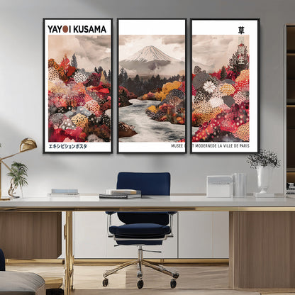 32352074-MGV-CV-36X24-Japanese Landscape Wall Art – Mount Fuji River Canvas Print, Modern Asian Inspired Nature Decor for Living Room, Bedroom, Office