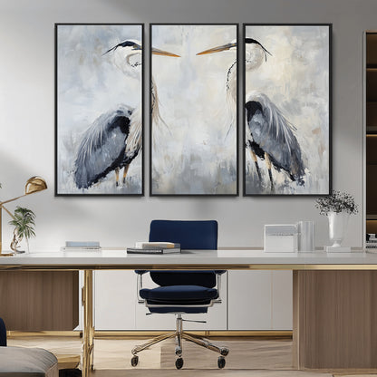 90806932-MGV-CV-36X24-Heron Wall Art Wall Art Canvas Print, Framed Bird Canvas Decor Art Picture Print, Nature Inspired Perfect Coastal Minimalist Decor