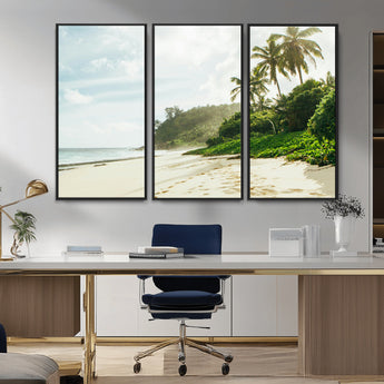 42984524-MGV-CV-36X24-Relaxing Beach Wall Art Canvas Print, Framed Ocean View Art Picture Print, Coastal Serenity Perfect Tropical Coastal Decor Artwork