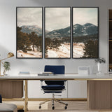 77311749-MGV-CV-36X24-Mountain Landscape Wall Art Canvas Print, Framed Snowy Peaks Art Picture Print, Alpine Aesthetic Perfect Rustic Winter Decor