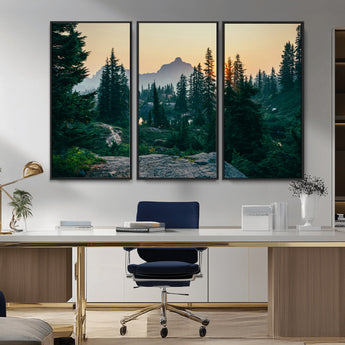 66397982-MGV-CV-36X24-Mountain Landscape Wall Art Canvas Print, Framed Forest Serenity Art Picture Print, Mountain Landscape Perfect Rustic Wilderness