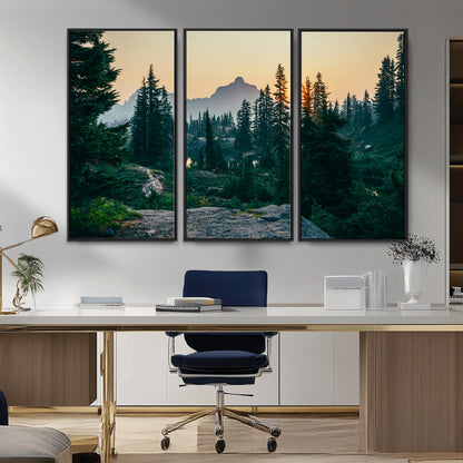 66397982-MGV-CV-36X24-Mountain Landscape Wall Art Canvas Print, Framed Forest Serenity Art Picture Print, Mountain Landscape Perfect Rustic Wilderness