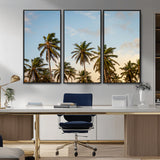 99033771-MGV-CV-36X24-Palm Trees Wall Art Canvas Print, Framed Tropical Vibes Art Picture Print, Coastal Sunset Perfect Coastal Boho Decor Artwork