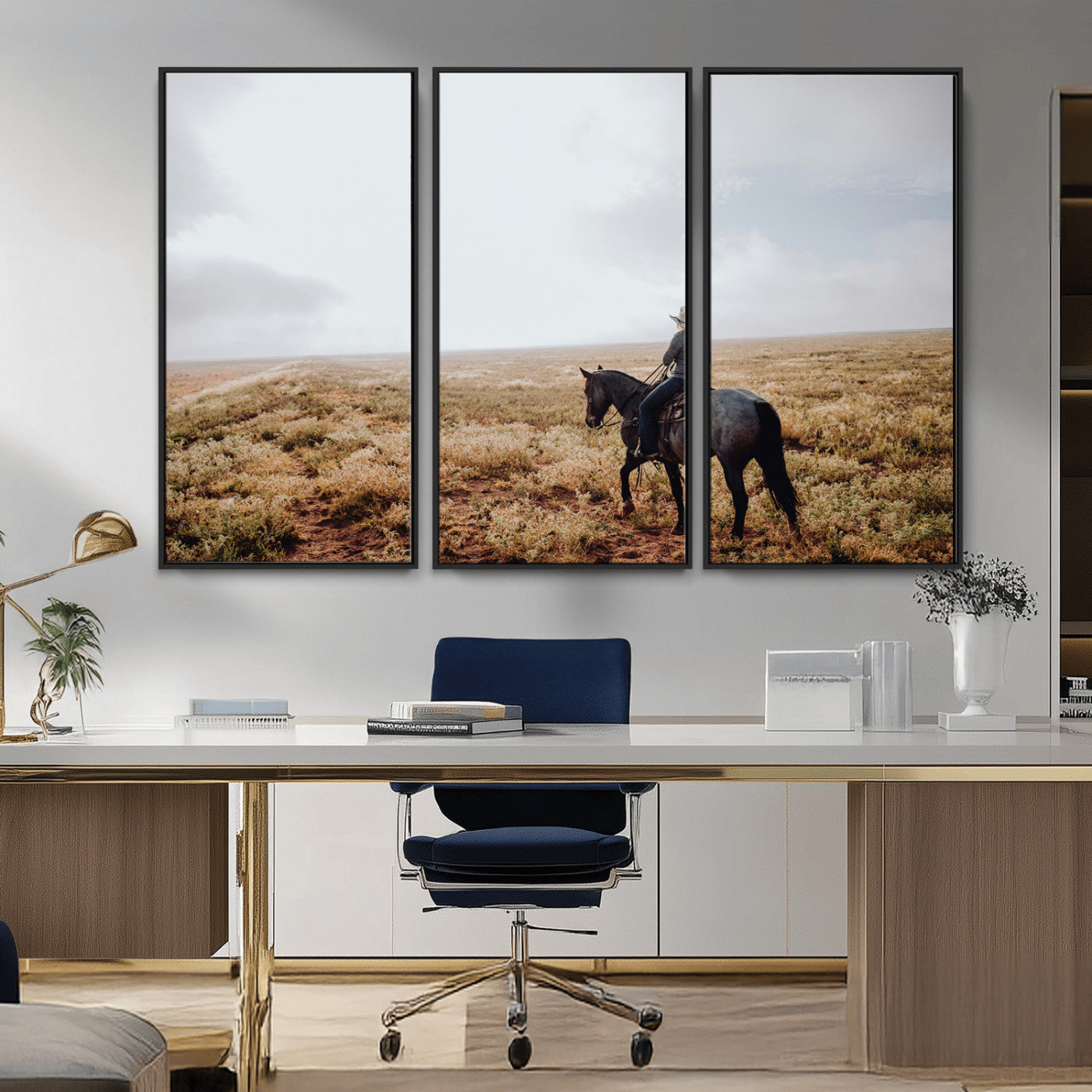 57597730-MGV-CV-36X24-Cowboy Wall Art Wall Art Canvas Print, Framed Western Canvas Art Picture Print, Rustic Ranch Scene Perfect Rustic Western Decor