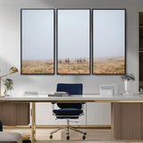 14761944-MGV-CV-36X24-Foggy Plains Wall Art Canvas Print, Framed Horseback Riders Art Picture Print, Rustic Western Perfect Rustic Western Decor Artwork