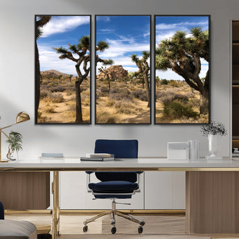 25722592-MGV-CV-36X24-Joshua Tree Desert Wall Art Canvas Print, Framed Southwestern Nature Art Picture Print, Rustic Earth Tones Perfect Southwestern