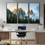 21145440-MGV-FC-48X32-3P_Black-Wilderness Wall Art Wall Art Canvas Print, Framed Nature Landscape Decor Art Picture Print, Misty Forest Photography Perfect