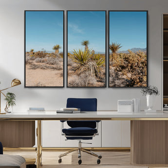 35156165-MGV-FC-48X32-3P_Black-Joshua Tree Wall Art Canvas Print, Framed Desert Landscape Art Picture Print, Warm Earth Tones Perfect Southwestern Minimalist
