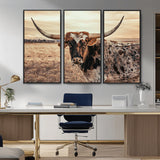 95745718-MGV-CV-36X24-Texas Longhorn Wall Art – Western Cattle Photography Canvas Print, Rustic Ranch Animal Artwork Country Farmhouse Decor for Living