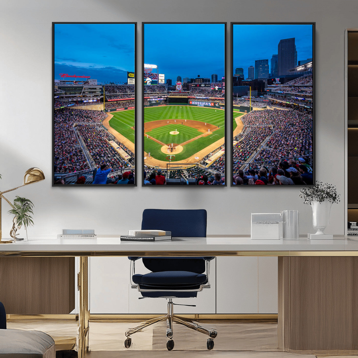 77273035-MGV-CV-36X24-Baseball Stadium Wall Art – Panoramic Evening Game Canvas Print, Sports Fan Decor for Man Cave, Office, Bar, or Living Room