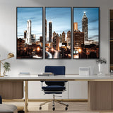 23859158-MGV-CV-36X24-Atlanta Skyline Wall Art – Modern Cityscape Canvas Print with Night Lights and Traffic Trails, Urban Decor for Office, Apartment,