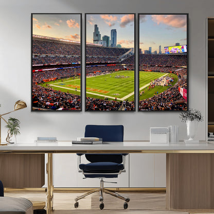 55377093-MGV-CV-36X24-Soldier Field Wall Art – Panoramic Chicago Bears Football Stadium Canvas Print, Game Day Sports Decor for Man Cave, Bar, Office,