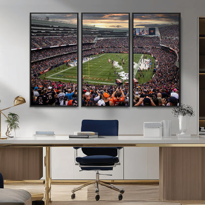 87578930-MGV-CV-36X24-Soldier Field Wall Art – Chicago Bears Football Stadium Sunset Canvas Print, Game Day Sports Decor for Man Cave, Bar, Office, or